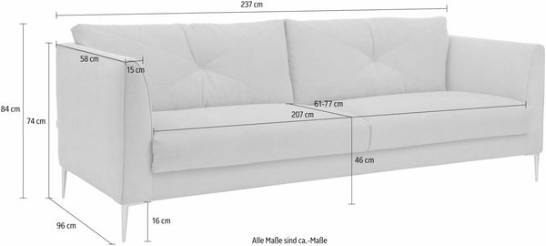 Sofagruppe beige stoff – 2,5 - seter, lenestol & fotskammel - Sengero