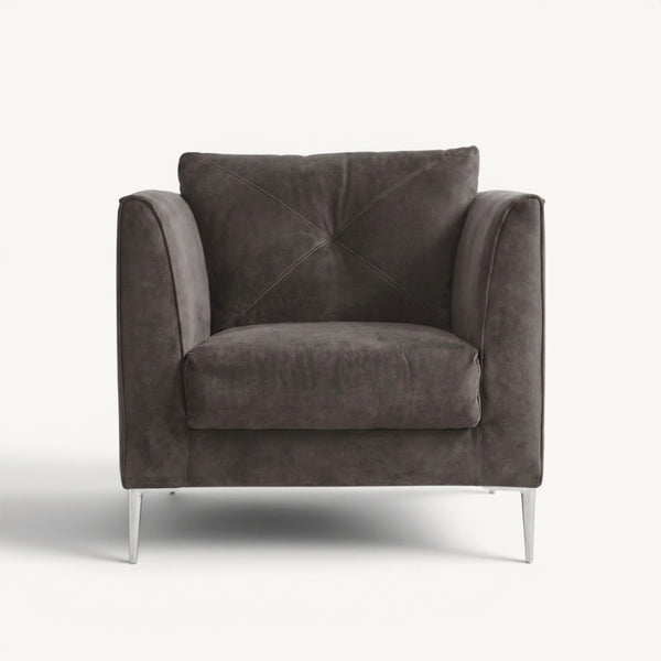 Sofagruppe grå velour – 2 - seter, lenestol, lenestol - Sengero