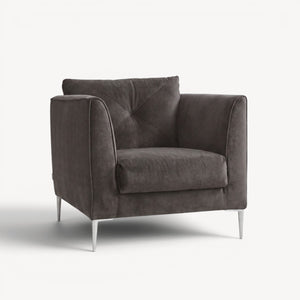 Sofagruppe grå velour – 2 - seter, lenestol, lenestol - Sengero