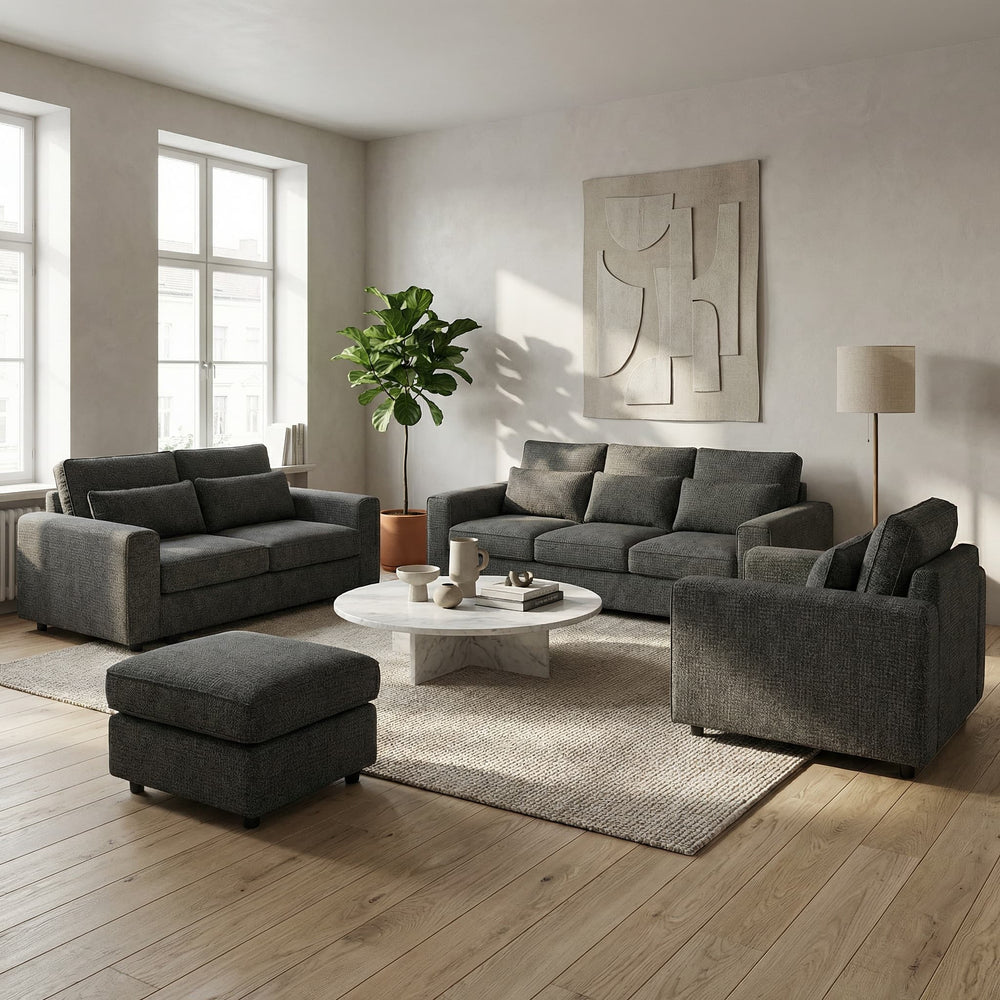 Soffagruppe CORA antrasitt stoff - Sengero