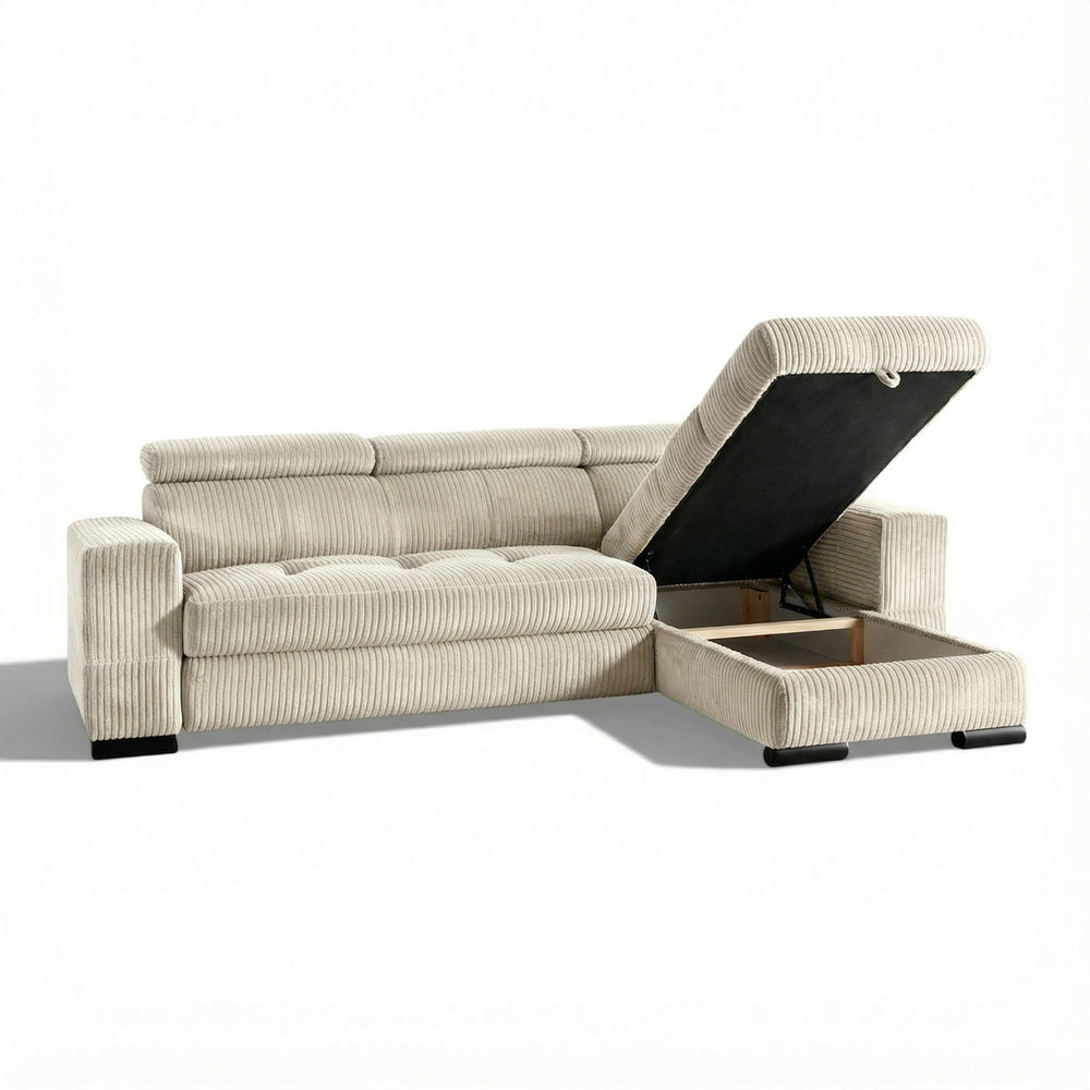 Sovesofa DIVO cremehvit kordfløyel - Sengero