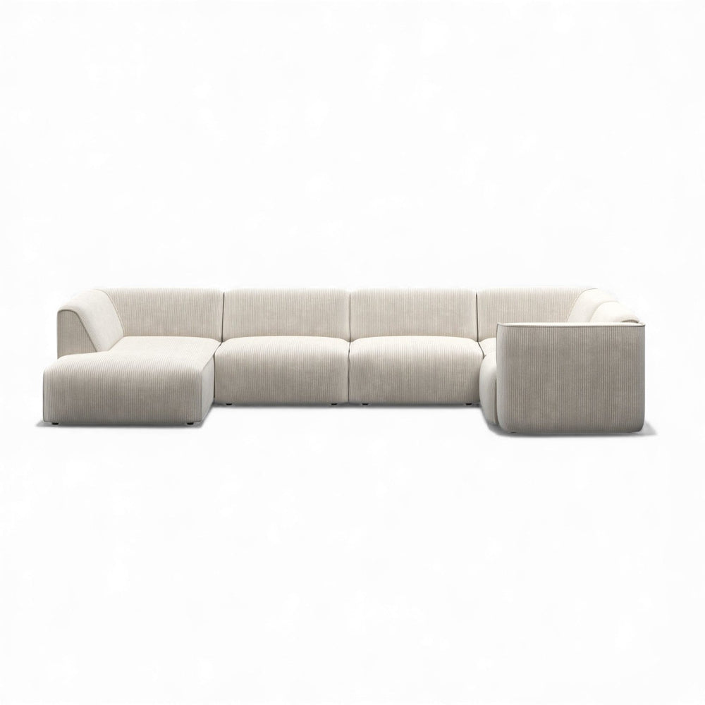 U - form XL sofa MADEA cremehvit kordfløyel - Sengero