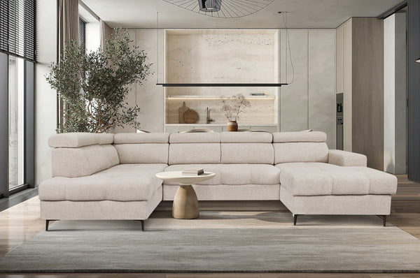 U - sovesofa ASTI krem boucle - Sengero