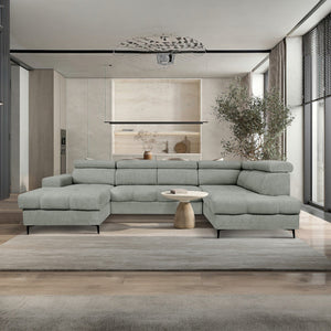 U - sovesofa ASTI lysegrå boucle - Sengero