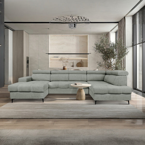U - sovesofa ASTI lysegrå boucle - Sengero