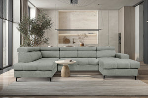 U - sovesofa ASTI lysegrå boucle - Sengero