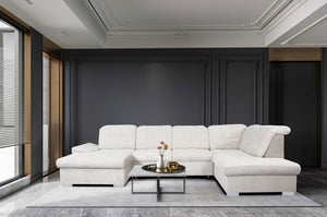 U - sovesofa NEBRASKA cremehvit kordfløyel - Sengero