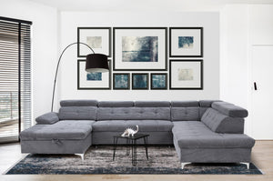 U - sovesofa SATIRA grå kordfløyel - Sengero