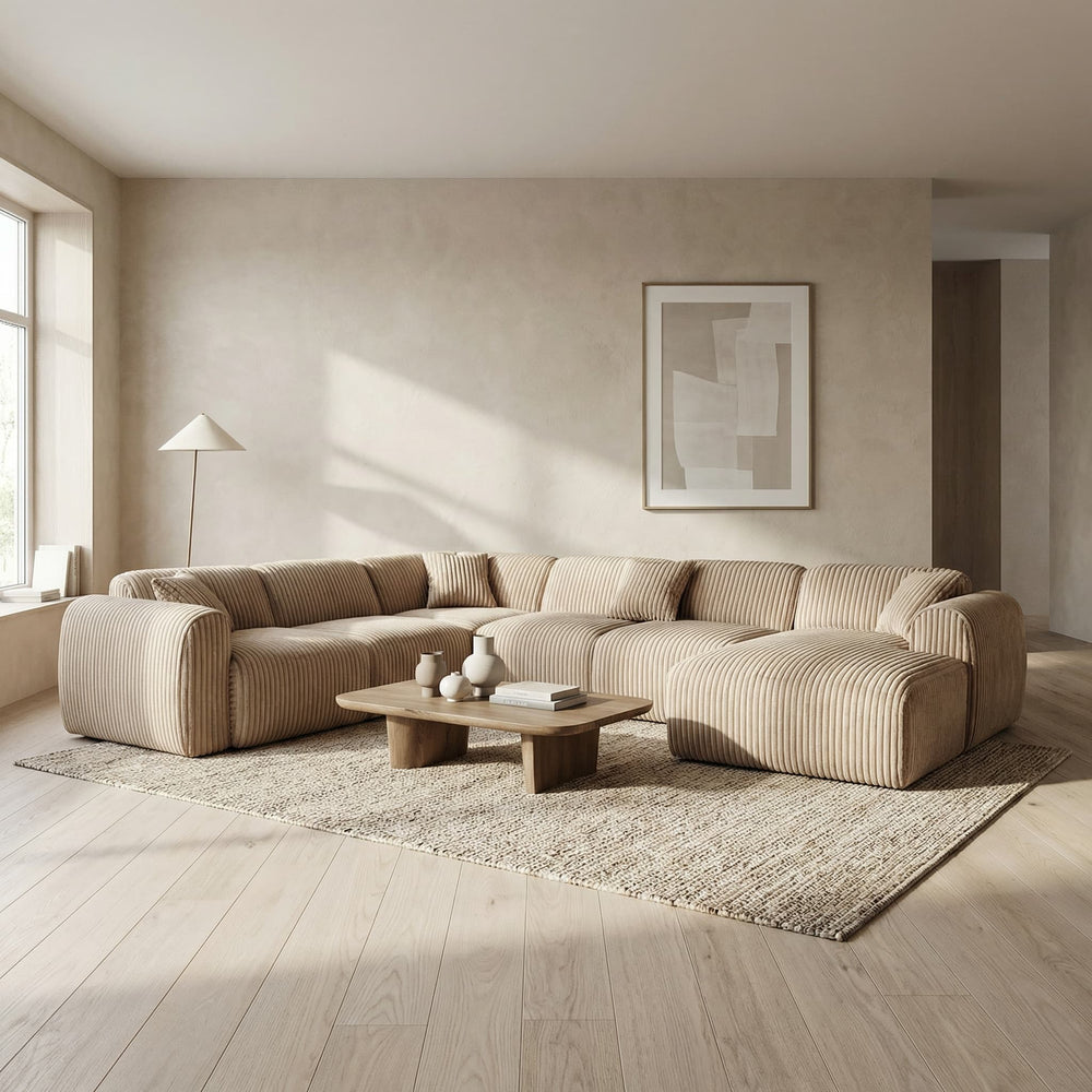 XXL Sofa TAMARA beige kordfløyel - Sengero