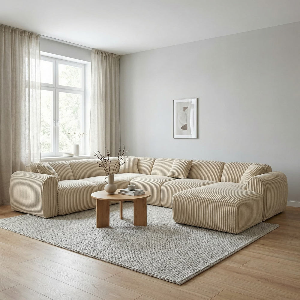 XXL Sofa TAMARA kremhvit kordfløyel - Sengero