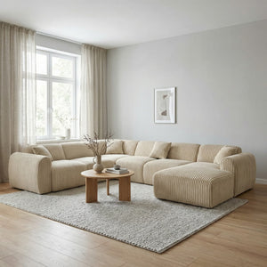 XXL Sofa TAMARA kremhvit kordfløyel - Sengero