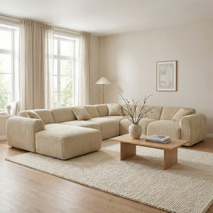 XXL Sofa TAMARA kremhvit kordfløyel - Sengero
